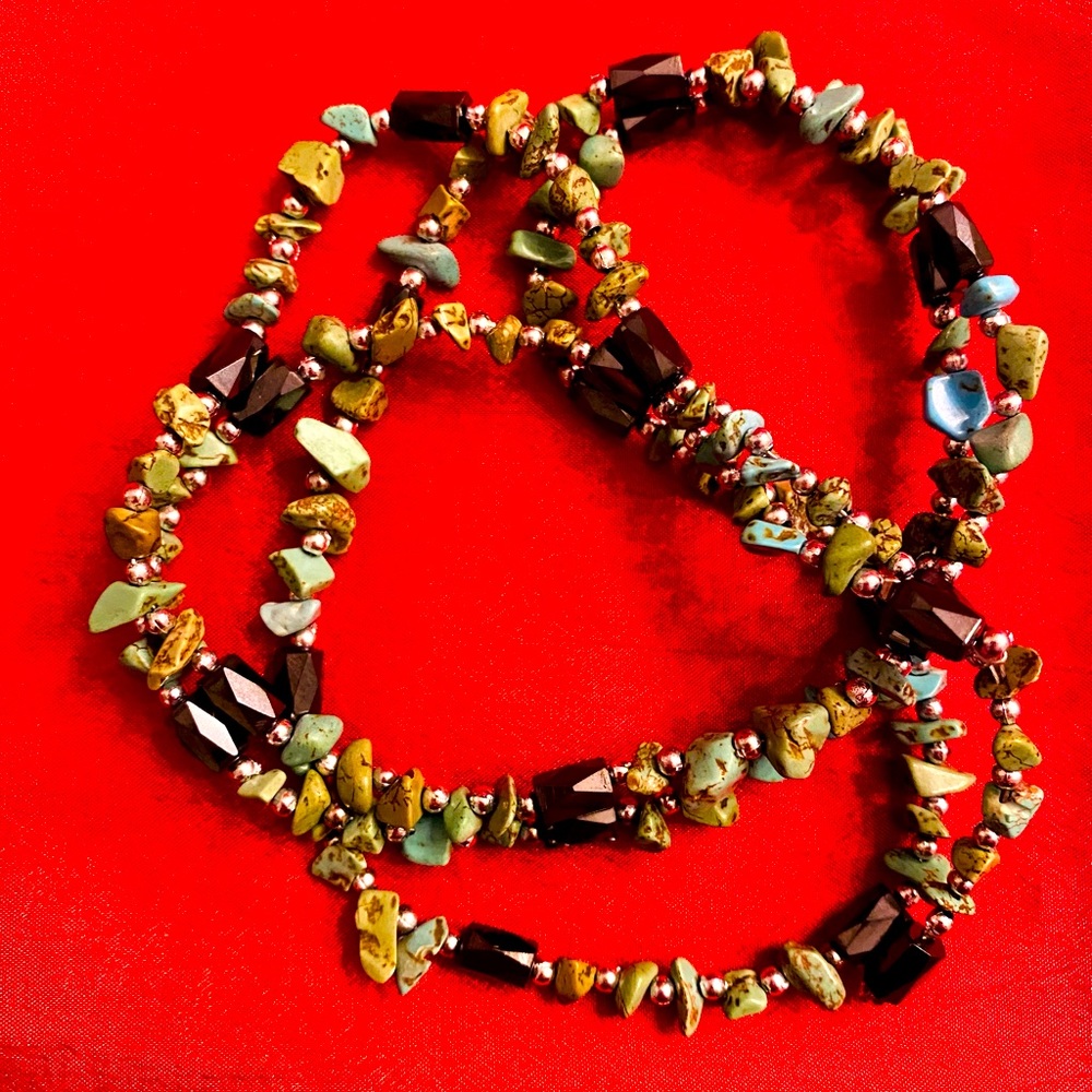 NWOTMulti Wear Magnetic Hematite Turquoise Necklace Bracelet 37” Long End to End